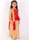 Red And Peach Colour KID1 Neveli Fancy Festive Wear Girls Lehenga Choli Collection K21LG175RDPC